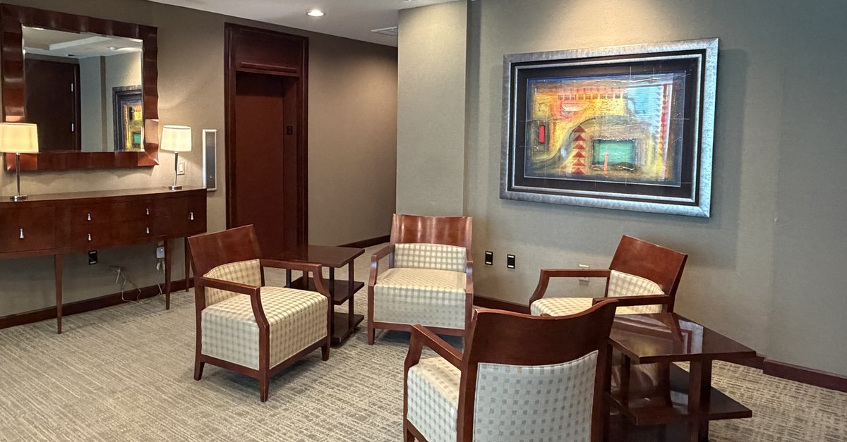 Quiet second-floor seating area at The Frey Law Firm in downtown Tampa, a private place to talk with Attorney Ron Frey.