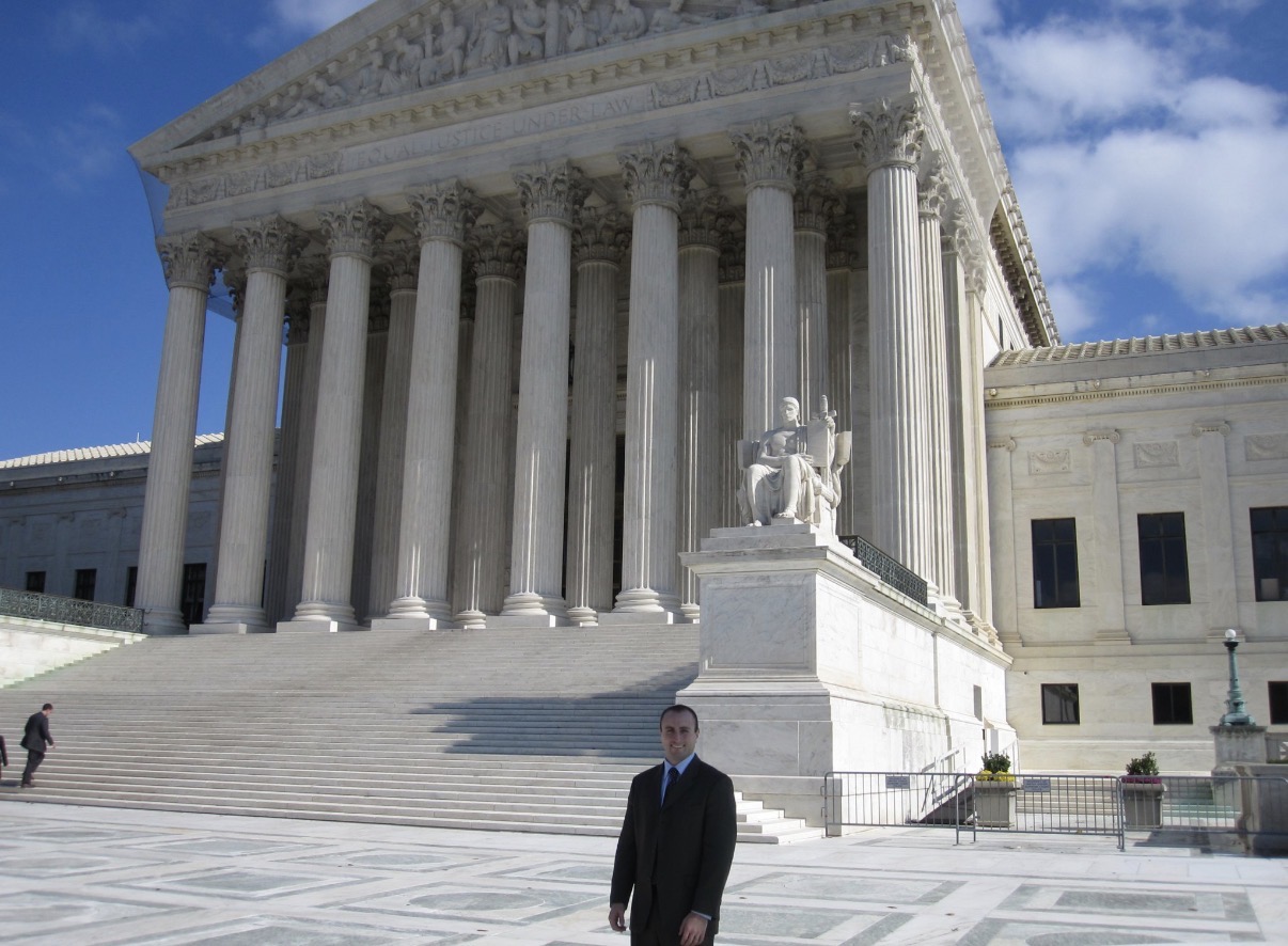 Attorney Ron Frey in front of the Supreme Court of the United States, 2009